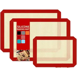 Silicone Baking Mat Colorful Collection - Set of 3: 2 Half Sheets Mats (11 5/8" x 16 1/2") + 1 Quarter Baking Sheet, Reusable & Nonstick Bakeware Mats for Cookies, Macarons, Bread