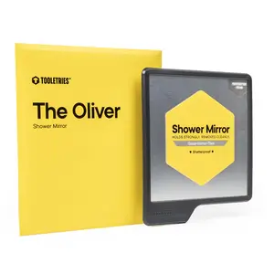 TOOLETRIES Oliver Shower Mirror - Premium Shower Mirror for Shaving, Grooming - 100% silicone - Shatterproof Mirror - Grips to Shiny Surfaces - No Suction Cups - No Adhesives - Charcoal