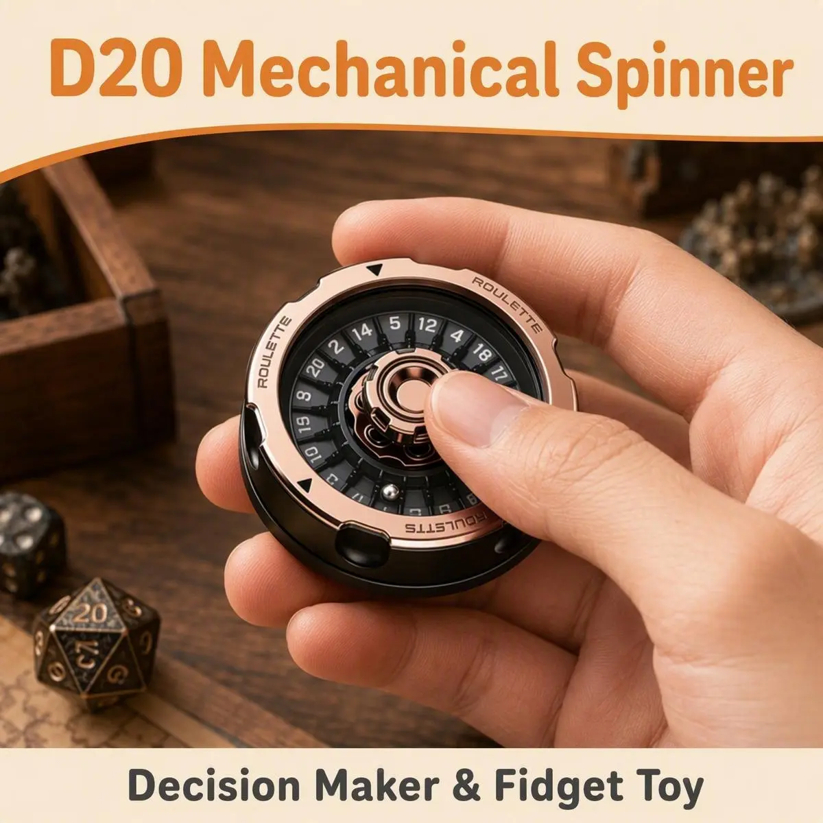 HEILOVE D20 Roulette Spinner Dice Set - Tabletop Game Accessory, Unique Collector Spinner Tool with Trading Function for Hobby Enthusiasts