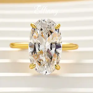 Effinny Jewelry 6.5ct Oval Cut Engagement Ring, 925 Sterling Silver Solitaire Ring, 5A Cubic Zirconia Bridals Ring for Wedding, Daily, Party