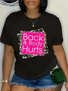100% Cotton Funny Back Body Hurts Tee Quote Workout Gym Top T-Shirt