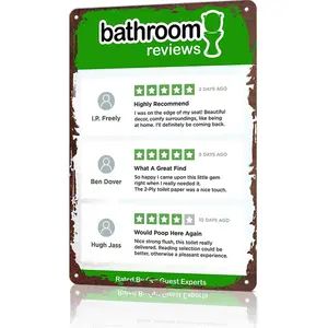 Bathroom Reviews Yelp Style Funny Metal Tin Sign, 12x8 Inch Aluminum Wall Art, Vintage Humorous Poster for Bathroom, Man Cave, Bar, Funny Gag Gift, Novelty Bathroom Decor
