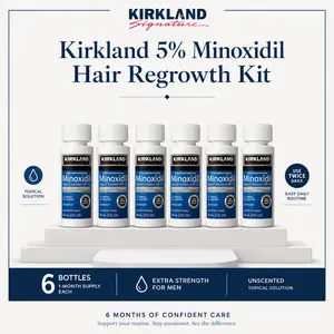 Kirkland Minoxidil 5% for Men & Women Extra Strength Hair Regrowth Solution | Anti-Hair Loss Liquid Treatment, 6-Month Supply | Revitalizes Follicles, Boosts Thicker Fuller Hair & Clinically Proven for Balding & Thinning Scalp serum