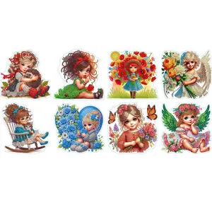8 Pcs 5D Diamond Painting Sticker Kit Cartoon Diamond Mosaic Sticker Diamond Art Painting Sticker Kits for Beginners Adults DIY Crafts