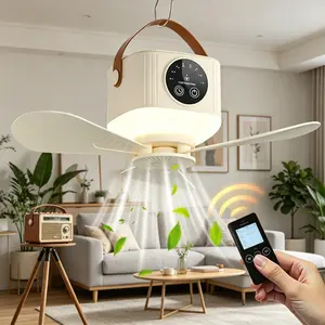 Portable Smart Ceiling Fan with Remote LCD Display & 5000mAh Battery – 4 Speed USB Rechargeable Quiet Fan Timer Night Light for Bedroom Living Room Patio Camping Home Decor Home Essentials Cool Stuff for Room,Remote/Timer