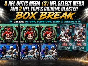 (3) 2025 NFL OPTIC MEGA (3) 2025 NFL SELECT MEGA AND 2 NFL TOPPS CHROME BLASTER BREAK