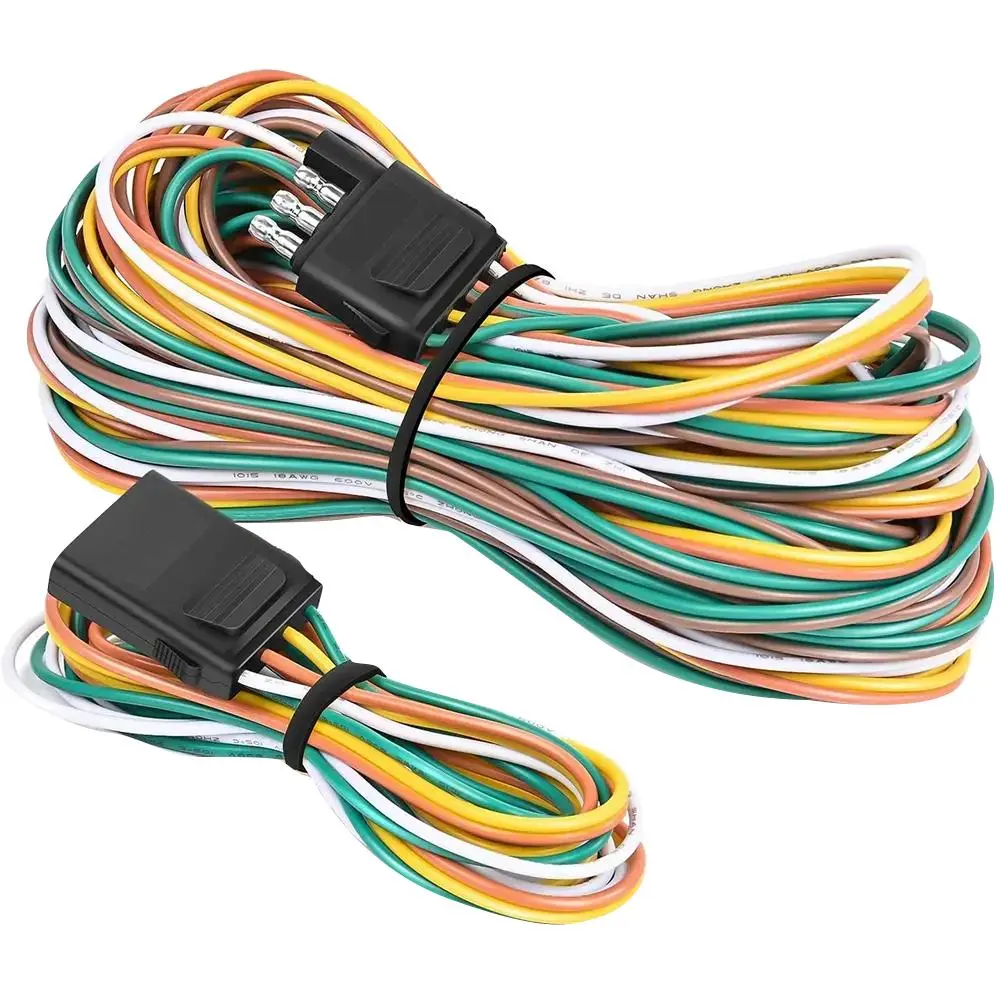 Nilight Trailer Wiring Harness Cable - 25Ft Male, 4Ft Female, 18 Gauge Pure Copper AWG Wires for Lighting, Easy Installation