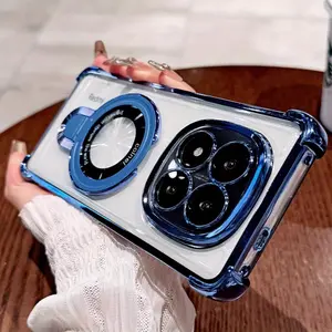 Luxury Anti-Drop Electroplated Corners + U-Shaped Bracket for All Redmi Series Models (Redmi 12/12C/13/13C/14C, Note 13/14/10 Series) - Premium Phone Case