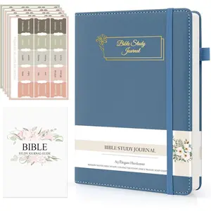 Study Journal - Prayer Journal for Men & Women, A5 Hardcover Church Notebook for Sermon, Scripture & Devotional Notes, Guided  Study Notebook for Note Taking, 5.8" x 8.3", Blue