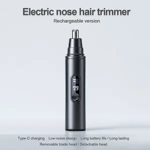Electric Nose Hair Trimmer for Men Women, Type-C Rechargeable Detachable Head Washable, Low Noise LED Display Portable Grooming Kit, Painless Rounded Blade Won't Hurt Nasal Passages, Waterproof 2 in 1 Nose and Ear Hair Trimmer
