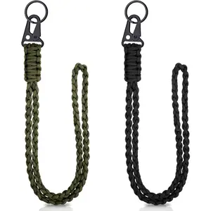 Frienda 2 Set Heavy Duty Paracord Lanyard Necklace Whistles Strap Braided 550 Keychain Lanyard for Outdoor Activities