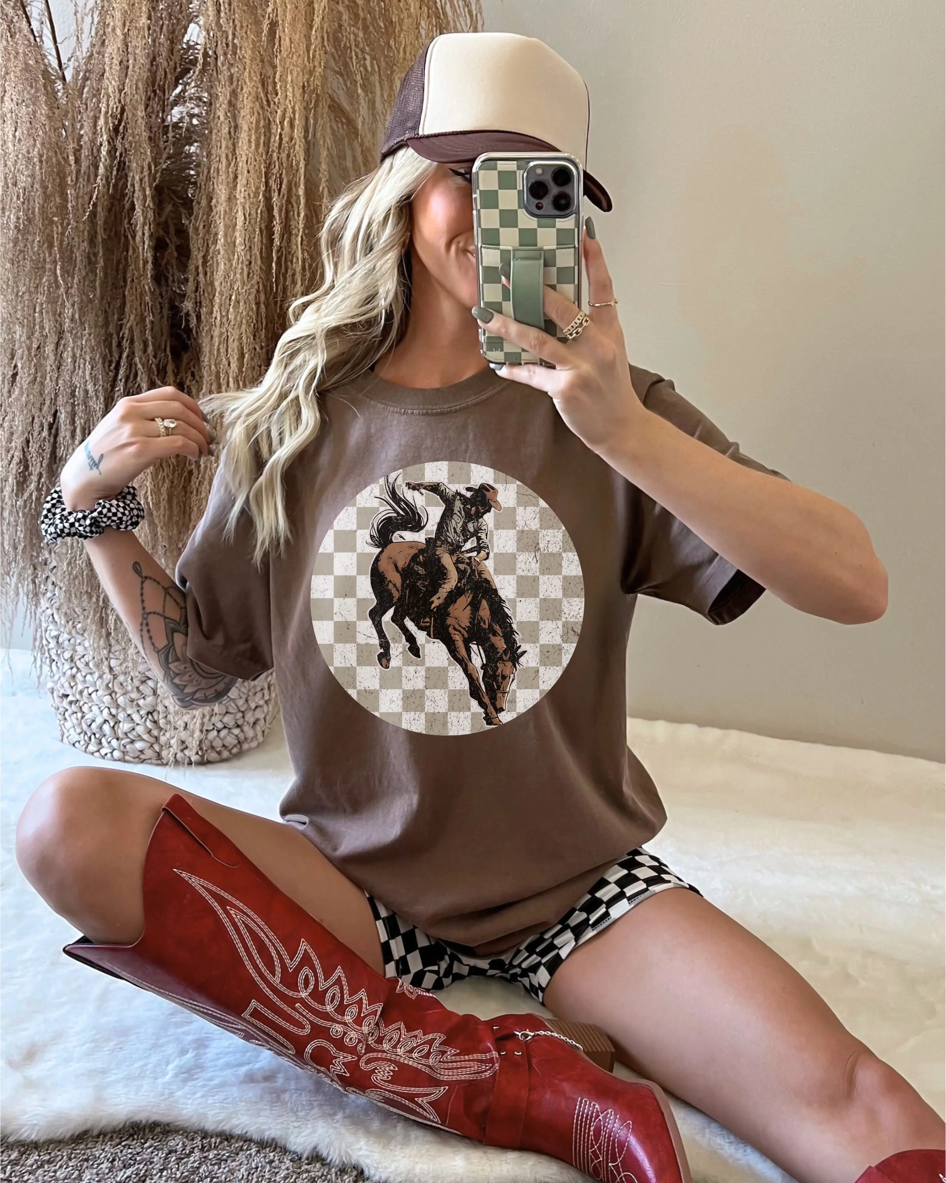 Checkered Bronc Tee Checkered Bronc Tee