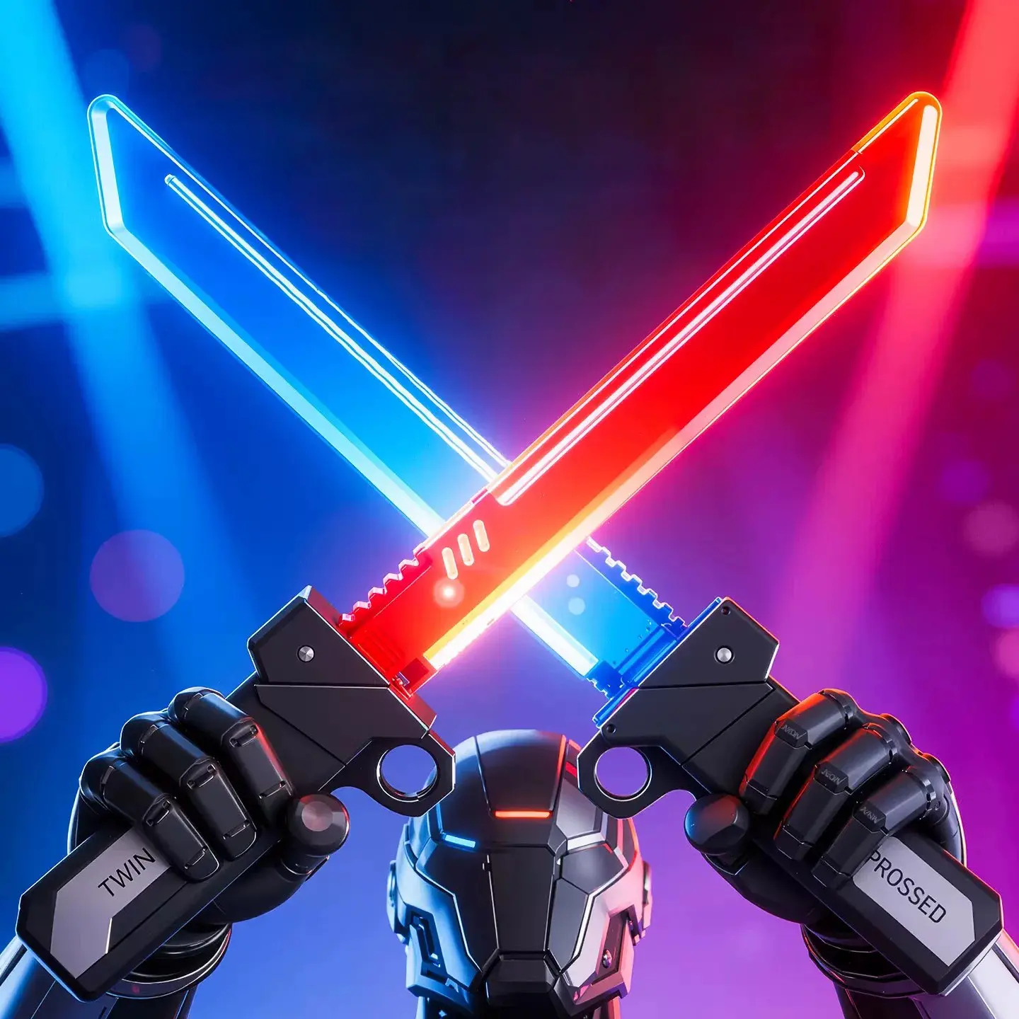 Unisex LED Glowing Dual Swords Toy - Double Bladed Lightsaber with Insert & Instant Glow, Twist-to-Lock, Pull-to-Draw Features, Long-Lasting Battles Lights for TikTok Videos, Cosplay