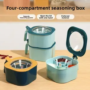 Multifunctional Kitchen Seasoning Box Set with Compartments Integrated Drizzlers and Dressing Shakers for Household Cooking Essentials