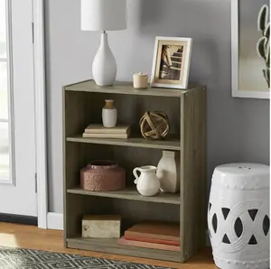 3-Shelf Bookcase with Adjustable Shelves, Rustic Oak