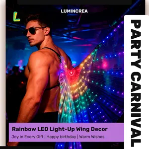 Rainbow Wings Pride Month Decoration Gaybar Glowing Decoration Nightclub Dazzling Decoration Stage Props Decor Party Animals Underground Rave Tunnel Rave Technorave Party Animals Party Idea Costumes Idea