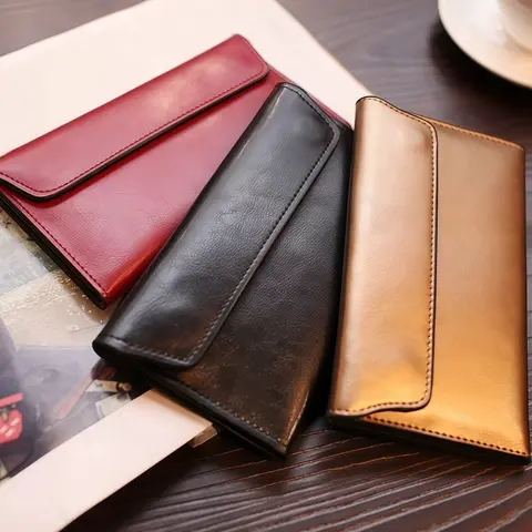 Women's Long Wallet New Trend Leather Unique Design Large Capacity High-End Elegant, Ladies' Fashion Accessory Leather Cowhide Wallet, Durable Fashion Wallet, Wallets Women, Trendy Wallet, Fashionable Wallet