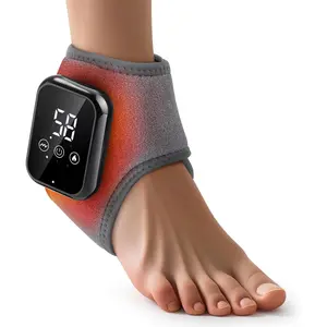 Cordless Foot and Ankle Massager with Heat, Ankle Heating Pad Wrap with Massage, Ankle Massager for Pain Relief, 3 Heat & Vibration Settings, Auto Shut-Off – Ideal for Home, Office, Travel