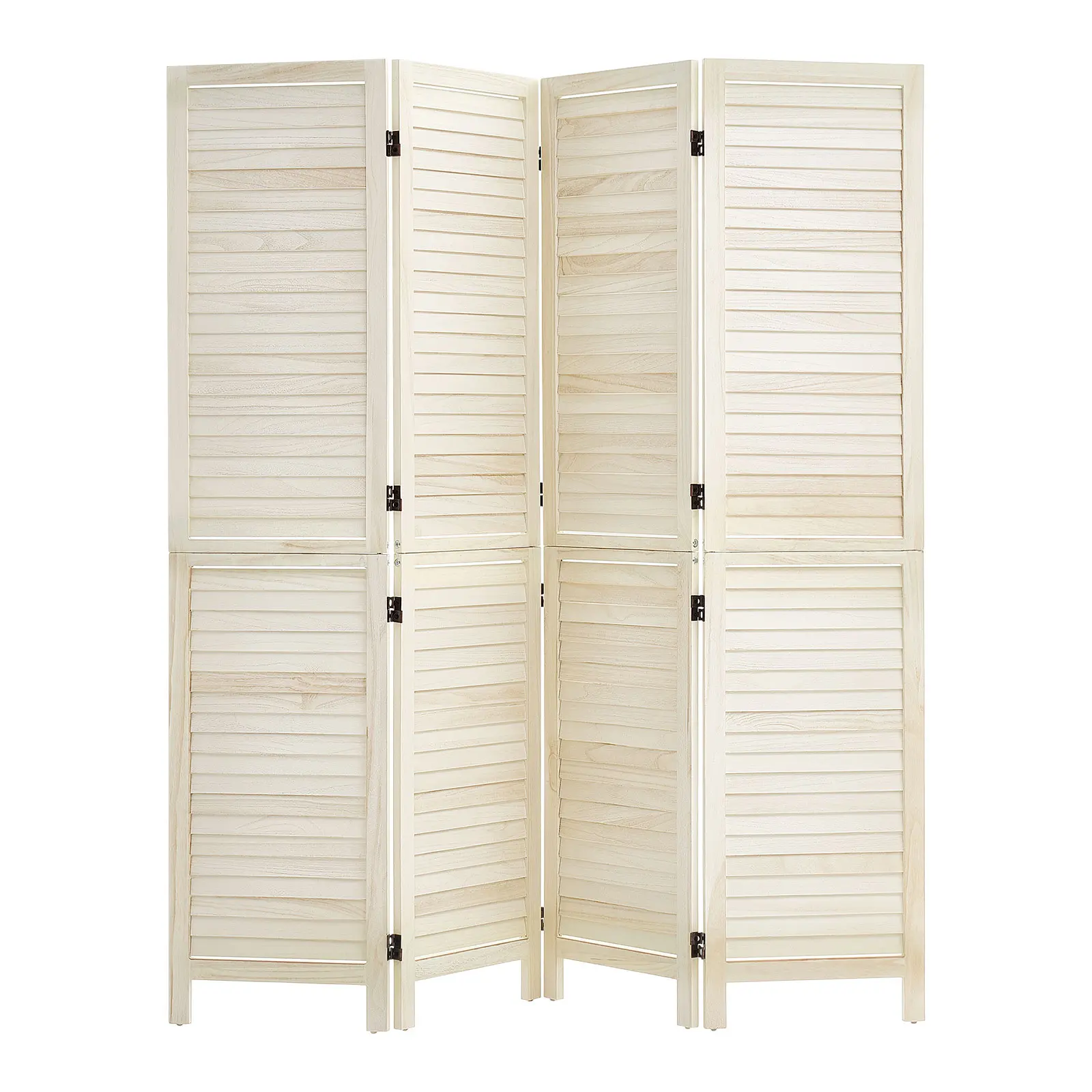 VEVOR Solid Wood Room Divider, 4-Panel 67 in Tall Folding Privacy Screen with Louvered Slats, Polished Finish, Solid Frame, 360° 2-Way Hinges, Easy Assembly & Hardware, for Room Separation & Home Decor#BacktoSchool