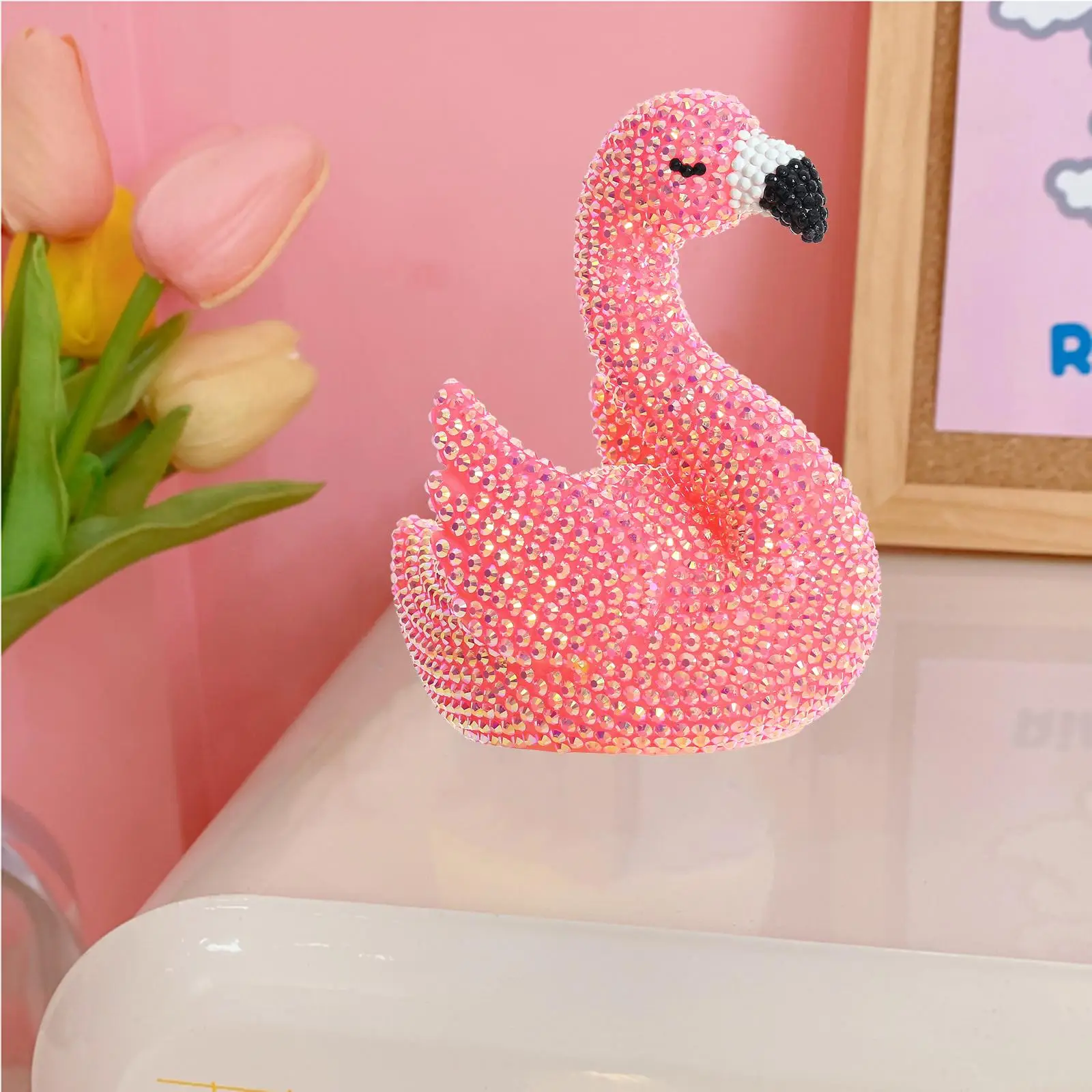 DIY 5D Diamond Arts Colorful Painting Kit, Ornament Kit, Cute Flamingo Shaped DIY Painting Night Light, Handmade Art Crafts For Home Decor