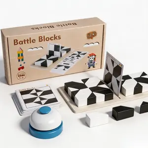 Battle Blocks Puzzle - STEM Educational Toy for Kids, 32pc Wooden Blocks, 40 Double-Sided Challenges, Family Interactive Game, Perfect Birthday Gift for Boys & Girls, Fidget Toy Alternative
