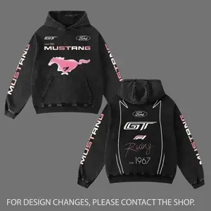 Retro Mustang GT Racing Washed Hoodie Vintage Motorcycle, Motor Speed Racing Sportbike Graphic Merch, Acid Washed Streetwear Clothing, Unisex Dirt Bike Racing Hoodie, Vintage Motorsport Hoodie, Speed Culture Men's Wear, Designed for Biker