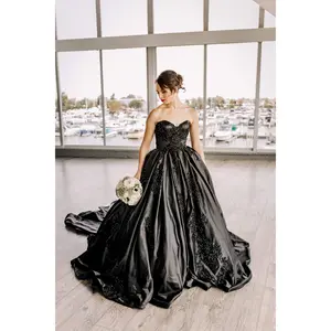 Kaitlin Black Wedding Dress With Hand Beadings by Brides & Tailor