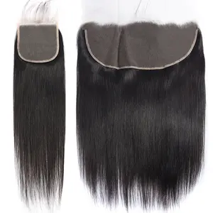 13x4 Lace Frontal Only Straight Human Hair Lace Frontal Ear To Ear Pre Plucked Natural Hairline 5x5 Lace Closure HD Transparent Lace Small Knots