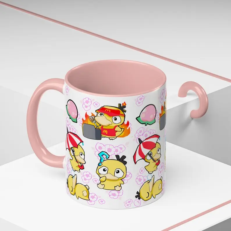 Poke Psyduck Mug,Anime and Gaming Home decor, Kawaii Gift Poke Birthday Father's Day Gift For Him, Pokedad Mug