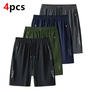 Men's Ice Silk Quick-Dry Shorts Summer Thin Loose Breathable Sports Casual Five-Point Pants Pack of 4