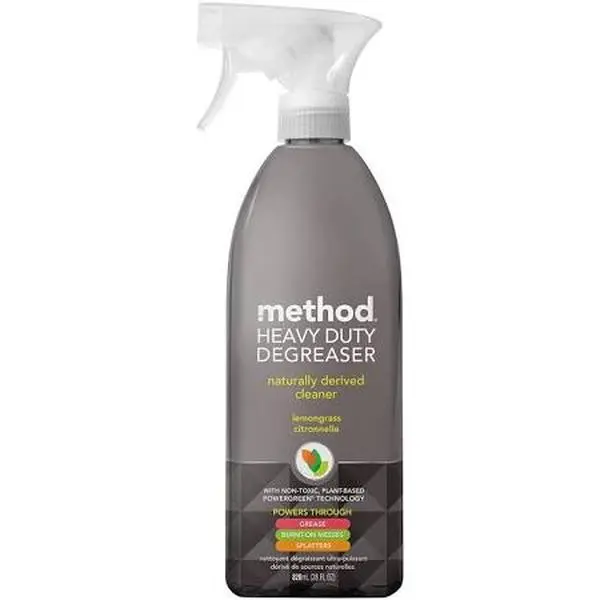 Method Products PBC 239977 Household Kitchen Degreaser, 28 oz Lemongrass Spray Bottle for Cleaning & Stain Removing