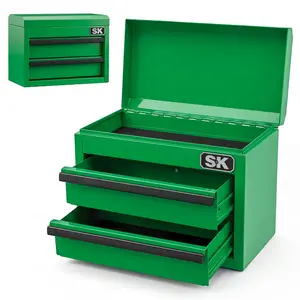 Mini Tabletop Toolbox with 2 Drawers, Steel Tool Box Organizer, Desktop Storage Box for Tools, Office Supplies, Crafts & Hobby Storage