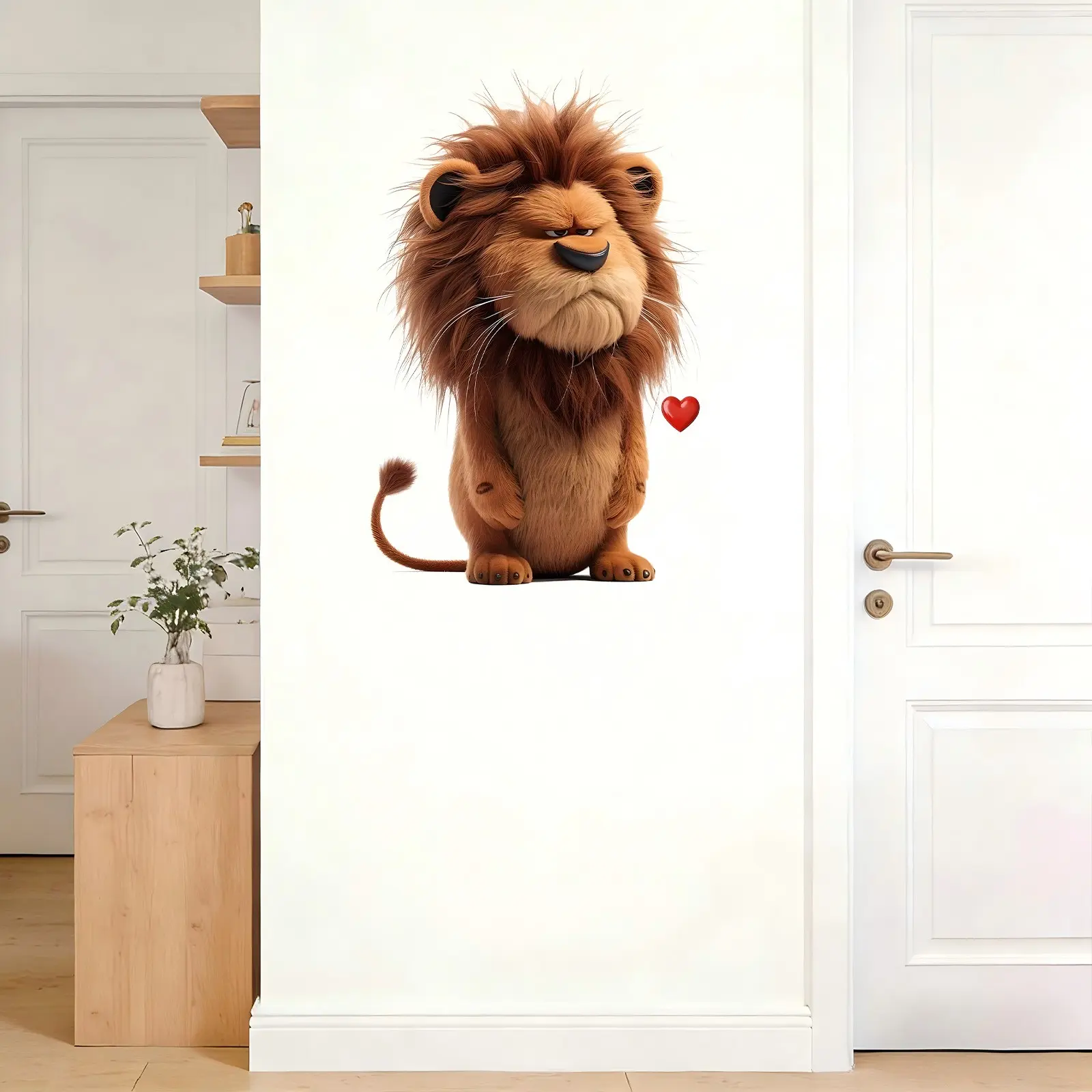Cute Angry Lion Wall Sticker, Animal Art Decor for Living Room, Bedroom, Apartment, Dormitory, Unique Home Decoration Poster