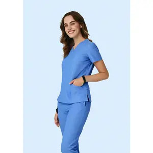 6 Pocket Top Heather Blue