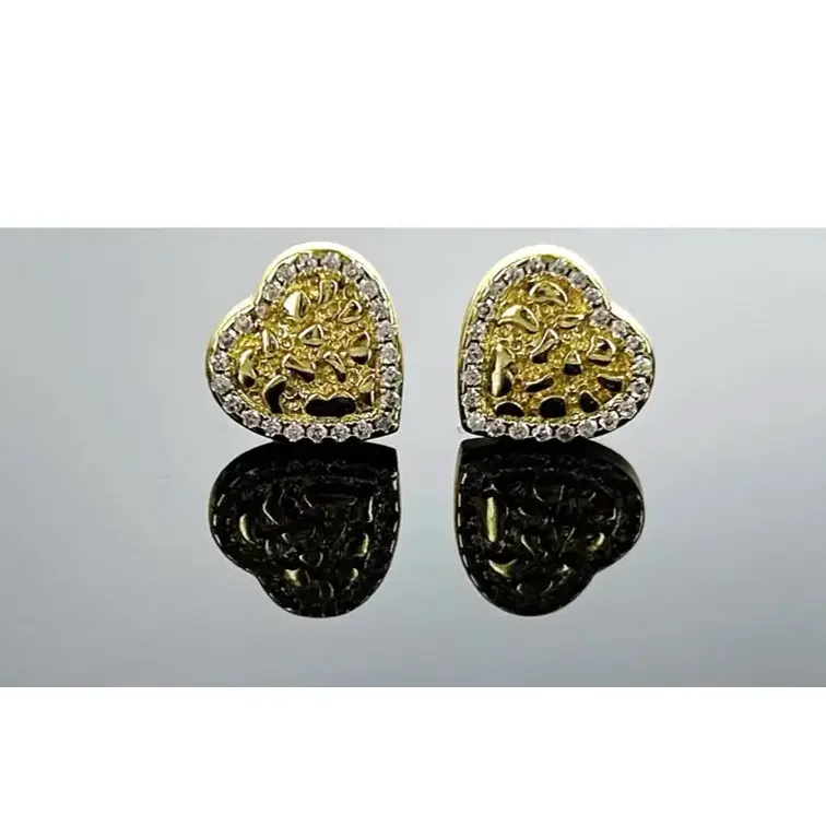 14K Gold-Plated for , Sparkling Rhinestone Accents, Nugget Texture Fashion Gift men's pierced princess rook nikki reed spicy Magnetic Stainless lizard whimsical thick Heart screw back crystal women fake Hypoallergenic Surgical Earri 4th july jh star shape