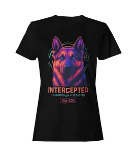 Women's Intercepted Tee GSD Streetwear Style Lightweight Cotton Fabric Flattering Fit for Dog Lovers & Shepherd Owners