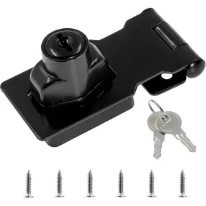 2.5 Inch Stainless Steel Hasp Latches with Keys, Twist Knob Keyed Locking Hasp for Cabinet Small Door, Flat Black