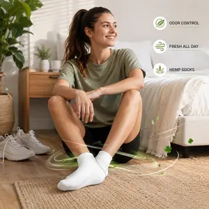 Anti-Odor Hemp Socks for Men & Women - Breathable Moisture-Wicking Summer Crew & Ankle Socks for Sweaty Feet, Eco-Friendly Natural Fiber (S/M/L)