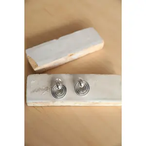 Rae: Circle Statement Vintage Earring Hoop in Silver