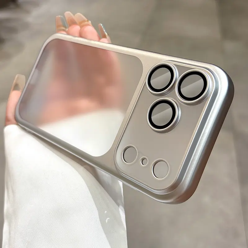 Premium electroplated phone case with a matte finish and minimalist design, compatible with Apple 17, 16, 15, 14, 13, 12 series, providing drop protection.