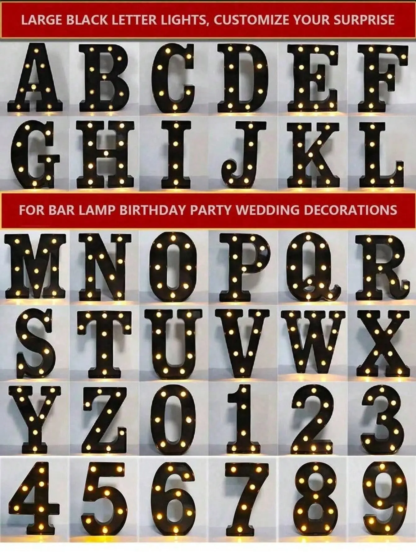 Light-Up Marquee Letters & Numbers with Heart – Custom LED Alphabet Signs for Weddings, Birthdays, Proposals, Parties & Home Decor