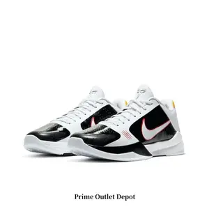 Black & White with Red & Yellow Accents Low-Top Retro Basketball Sneakers | Streetwear Shock-Absorbing Breathable Athletic Shoes