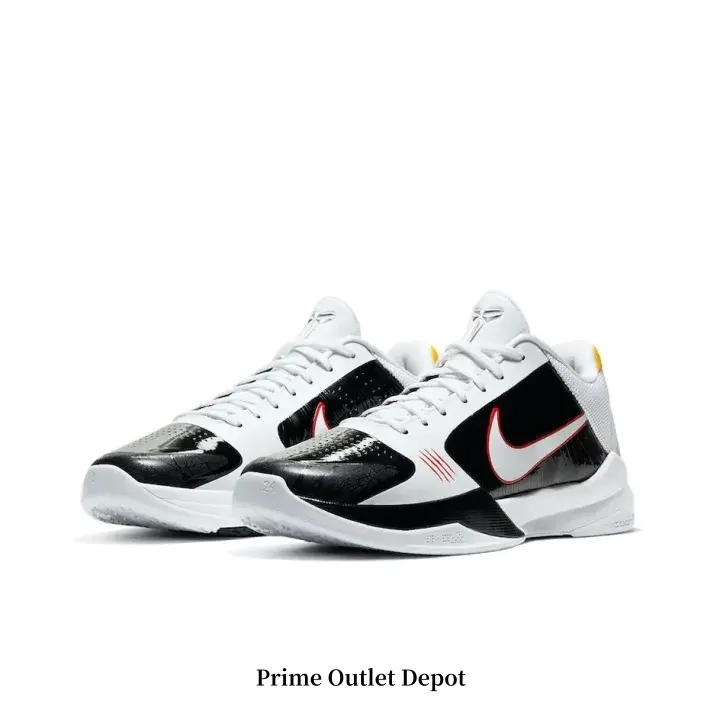 Black & White with Red & Yellow Accents Low-Top Retro Basketball Sneakers | Streetwear Shock-Absorbing Breathable Athletic Shoes