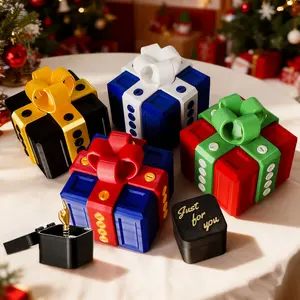 Christmas Prank Gift Box with Surprise Gesture, Easy Assembly, Perfect for Parties, Pranks, Holiday Decor, Desktop Display