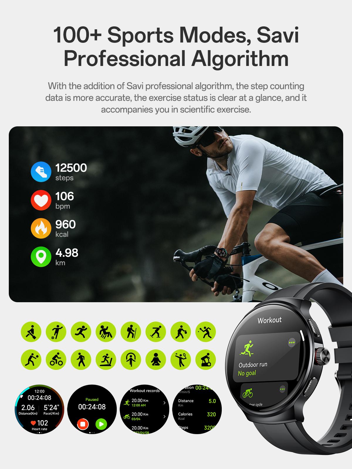 Aolon Prime3 Smart Watch Wearable – Featuring a 1.43" AMOLED Touchscreen, Stainless Steel Design, Bluetooth Calling, 100+ Sports Modes, Health Tracking, Waterproof Build, and iOS & Android Compatibility#fathers day gift#outdoor fun