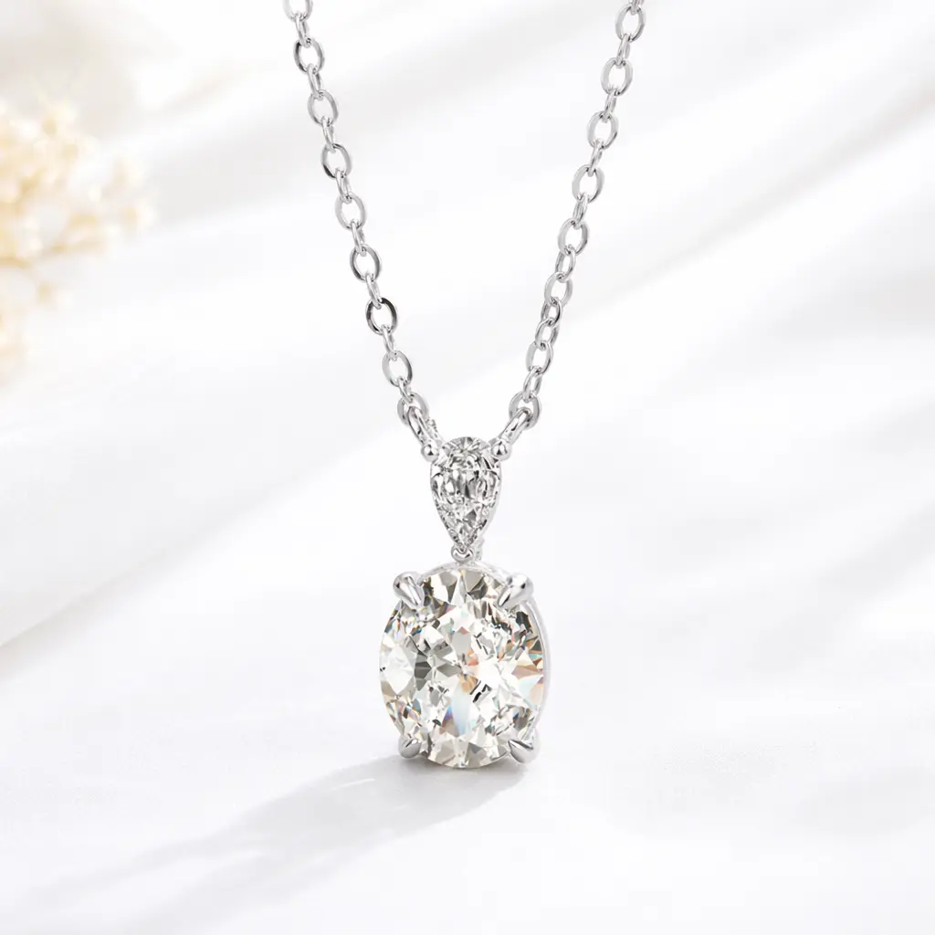 Jaden Moissanite Necklace S925 2.0 CT - Oval Cut - Lore Jewelry