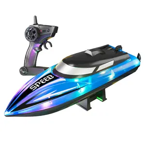 High Speed RC Boat for Boys – Glow in Dark LED Light Waterproof Remote Control Fast Speed Racing Boat Toys for Kids with 2.4GHz Dual Motors Great Birthday Gift for Toddlers Teens
