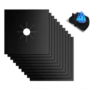 Reusable Gas Stove Burner Covers -10 Pack Non-Stick Stovetop Burner Liners Gas Range Protectors Size 10.6x 10.6 Inch Cuttable Dishwasher Safe Easy to Clean