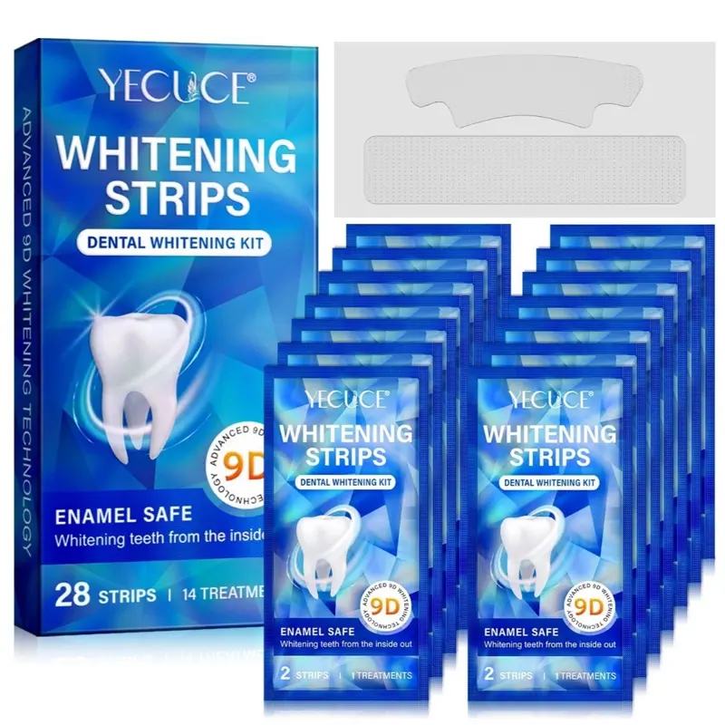 9D Teeth Whitening Strips, 28 Pcs Whitening Strips for Teeth Sensitive, Effective and Safe Whiting Stripes Reduced Sensitivity White-Strips, Helps Remove Smoking/Coffee/Soda/Wine Stain (14 Treatments)