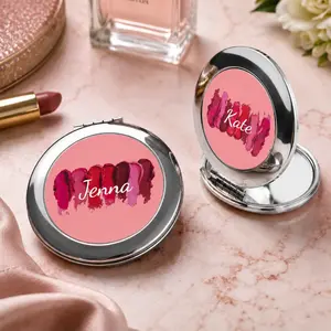 Lipstick Swatches Compact Travel Mirror | Personalized Makeup Pocket Mirror